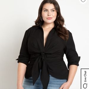 Eloquii Tie Front Collared Shirt